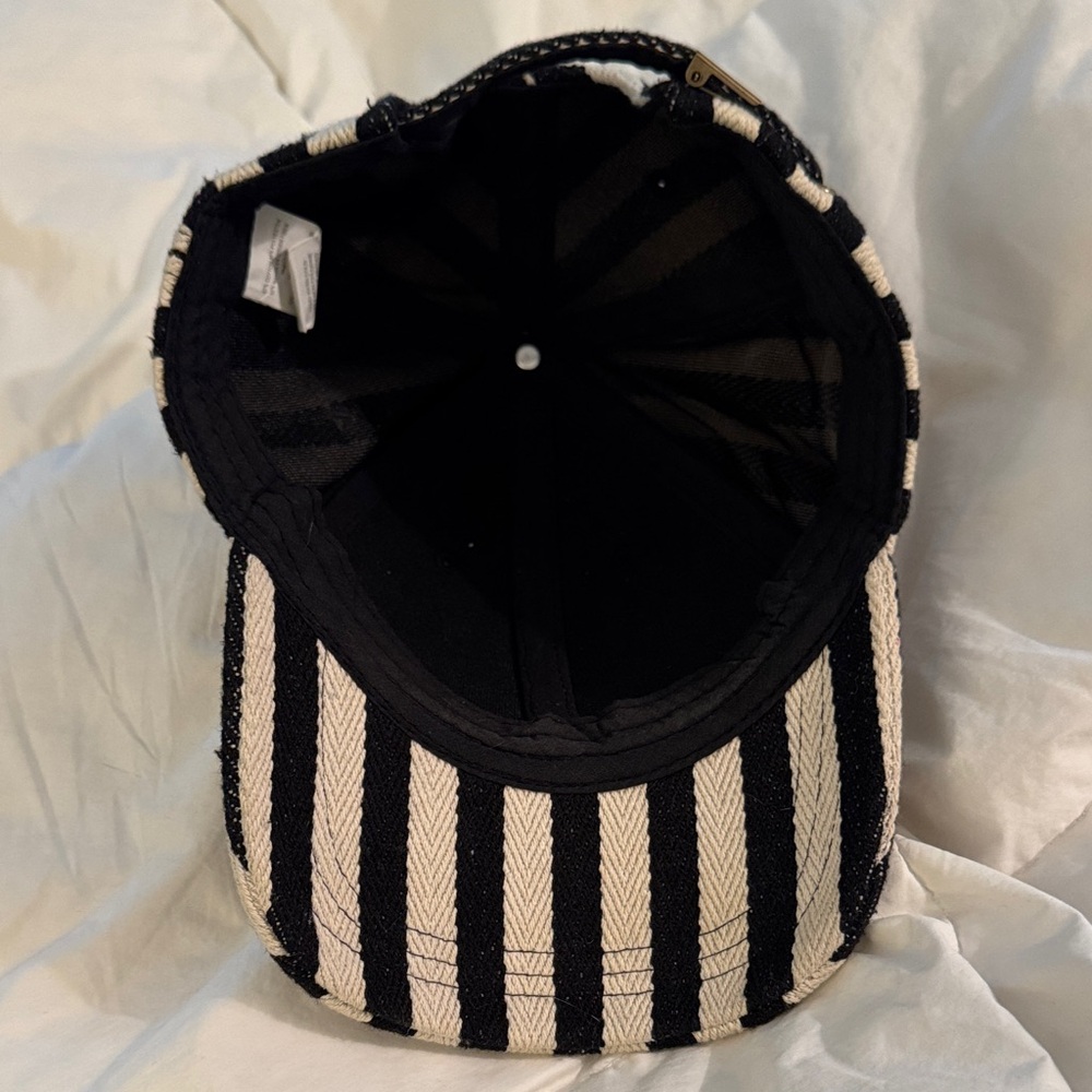 Striped Black and Cream Baseball Cap - Picture 3 of 7